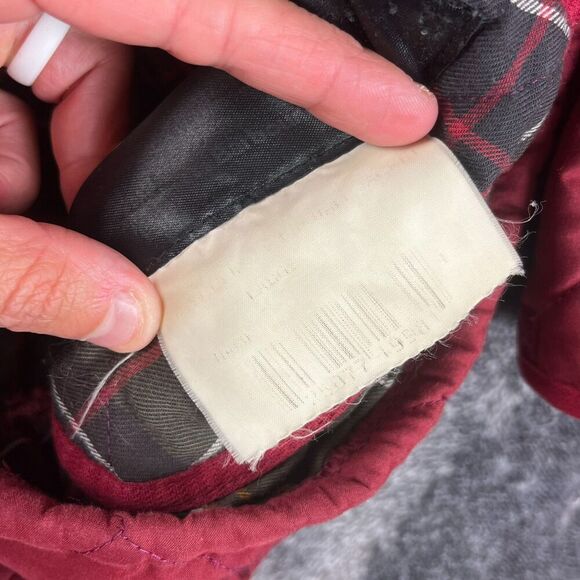 Barbour Quilted Blanket Lined Jacket Red Sz L Corduroy Collar Field Chore* - Picture 6 of 16